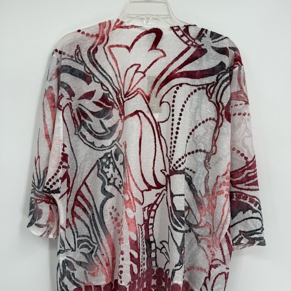 Chico’s NWT Tie-dye Look Jacquard Sheer Jacket Size 2(L) Open Front 3/4 Sleeves - Picture 10 of 11
